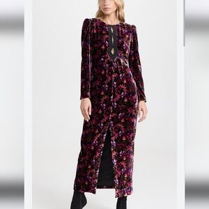 SALONI Purple and Pink Floral Midi Dress